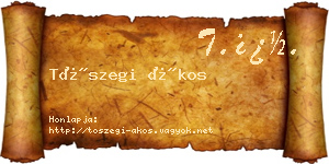 Tószegi Ákos névjegykártya